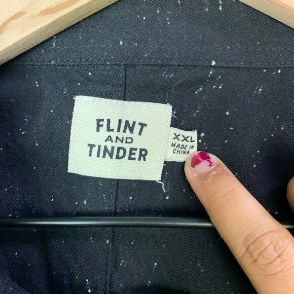 Flint & Tinder Mens Black Speckled Button-Up Shirt XXL‎ Cotton Blend Long Sleeve - Picture 5 of 10